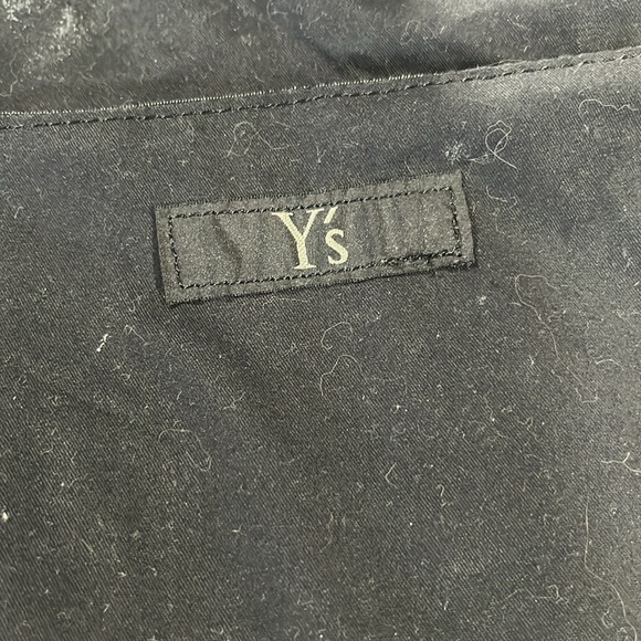 Y's Black Pleated Satin Leather-Drawstring Backpack - Picture 7 of 8